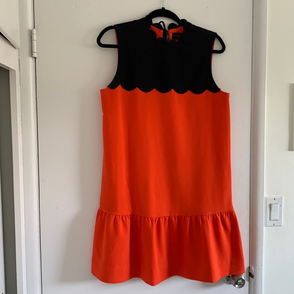Sold Out Limited Edition Victoria Beckham Orange and Black Scallop Dress